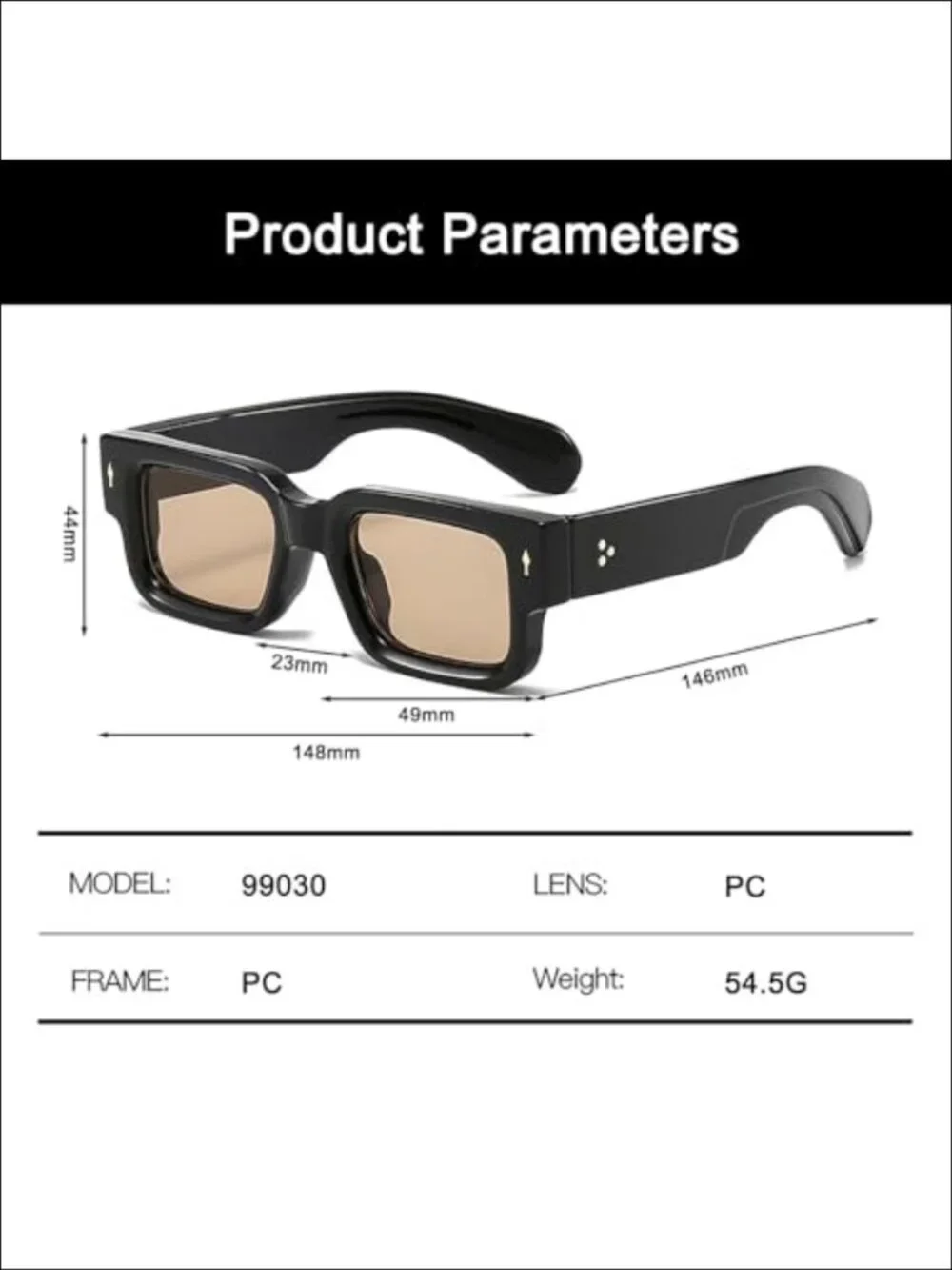 Thick Frame Square Sunglasses Chunky Rectangle Rivet UV400 Unisex Adults